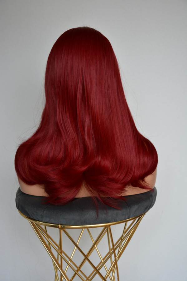 Omuzda Kızıl Fiber Sentetik Perçemli Peruk